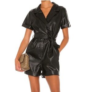 Free People Black Leather Romper